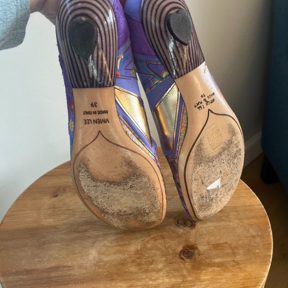 Vivien Lee Maximalist Low Heel / Flats Size 8 / 39 Patchwork Mixed Media - Picture 9 of 11